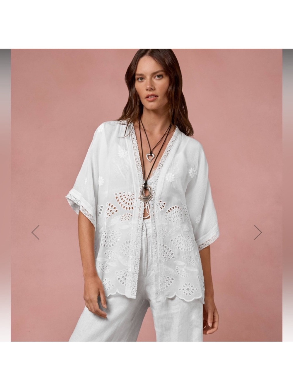 NWT Johnny Was White Elijah Kimono Wallflower- Large